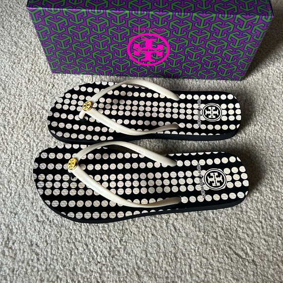 Tory Burch Black and White Polka Dot Sandals - Picture 6 of 12